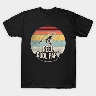 Retro Vintage Reel Cool Papa Funny Fishing Rod Gift For Fisherman Dad Grandpa Husband T-Shirt